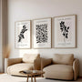 black beige minimalist botanical pattern poster set wall art for interior design