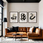 Minimalist ink art wall decor set with expressive brush lines