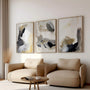 Minimalist luxury wall art set with beige and gold palette