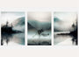 misty mountain landscape poster set wall art for living room decor