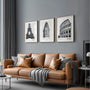 Modern black white cityscape wall art set of 3 gallery wall