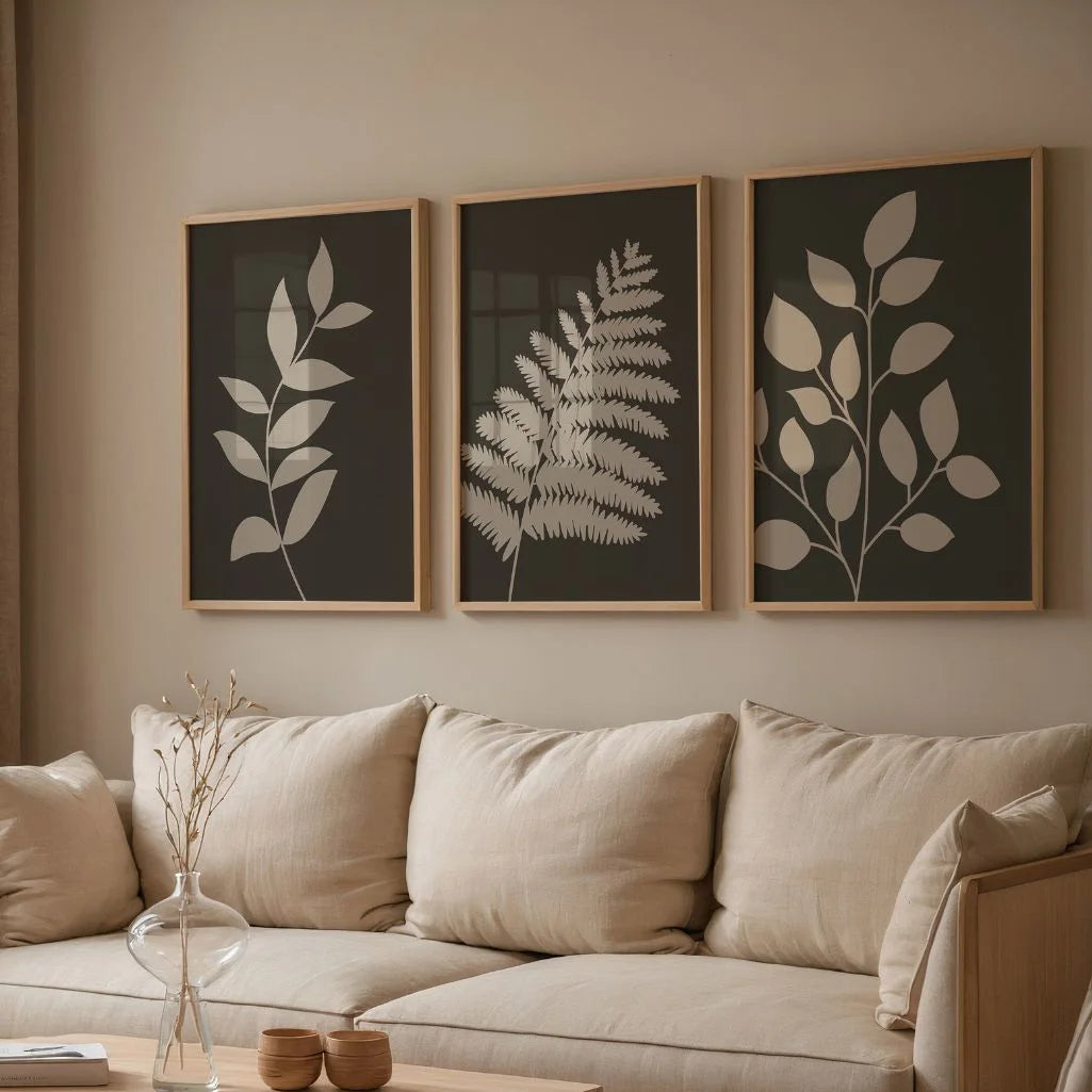 minimalist leaf poster set wall art for bedroom decor