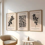 black beige modern neutral botanical poster set wall art for home decor
