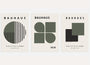 bauhaus poster set of 3 with geometric modernist structure in olive green