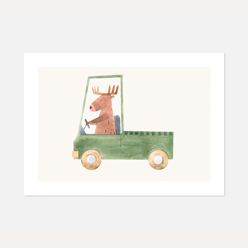 moose driving truck poster kids wall art