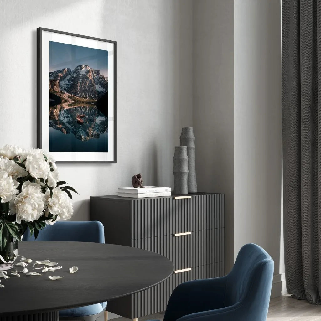 mountain lake at dusk poster gallery wall nature decor