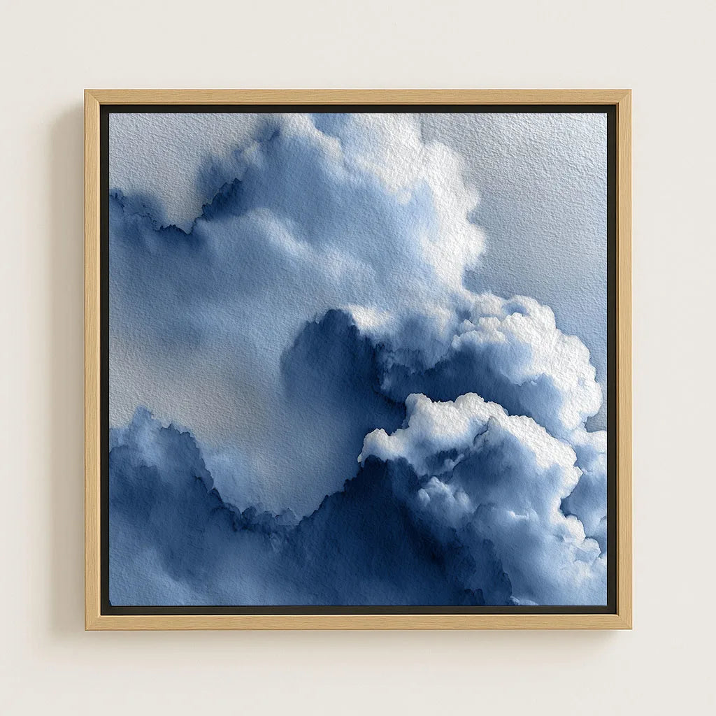 Gerahmtes Leinwandbild – Blaue Wolken