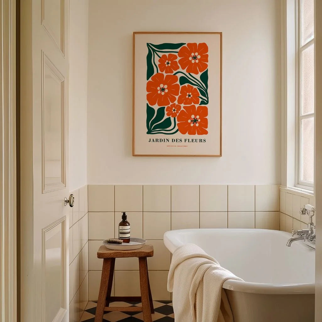 orange floral wall art kitchen decor