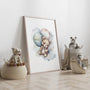 pastel bear with balloons poster kids gallery wall