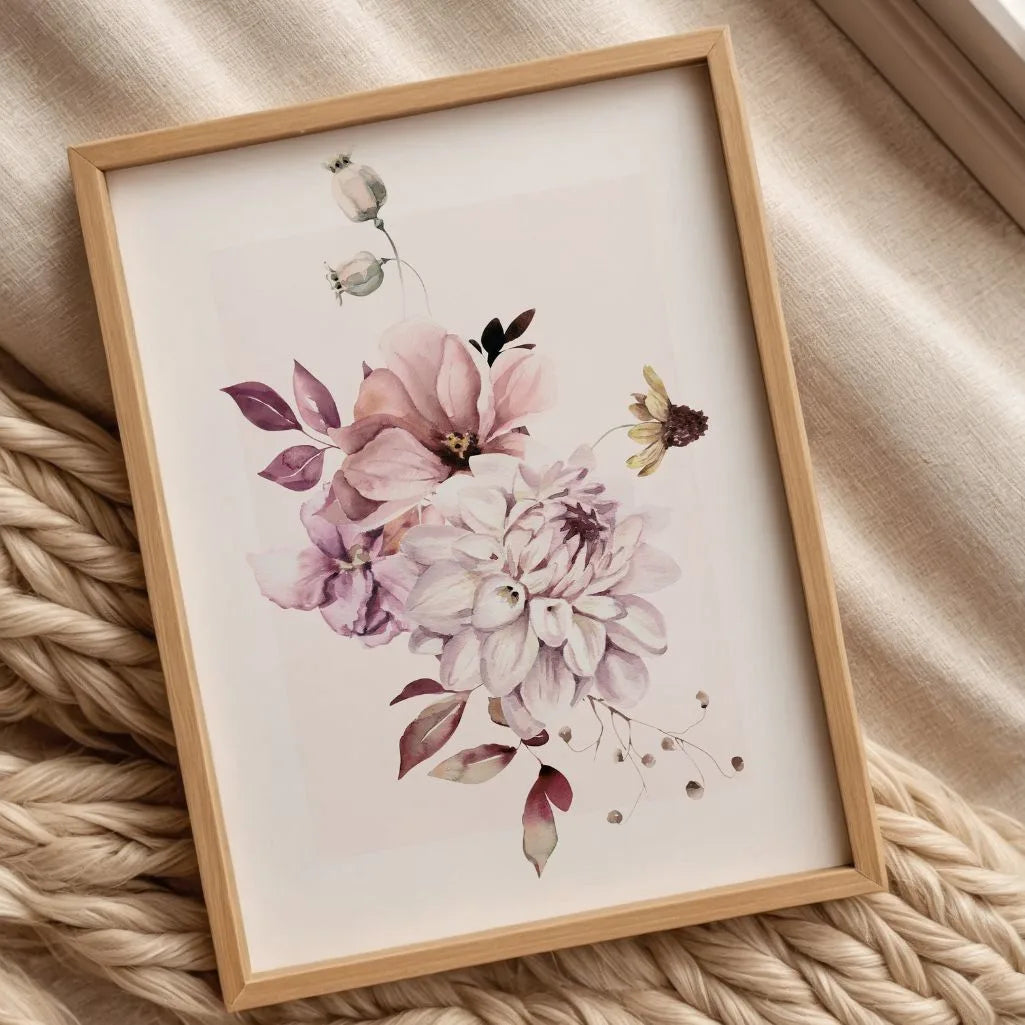 pastel floral watercolour poster living room elegant decor
