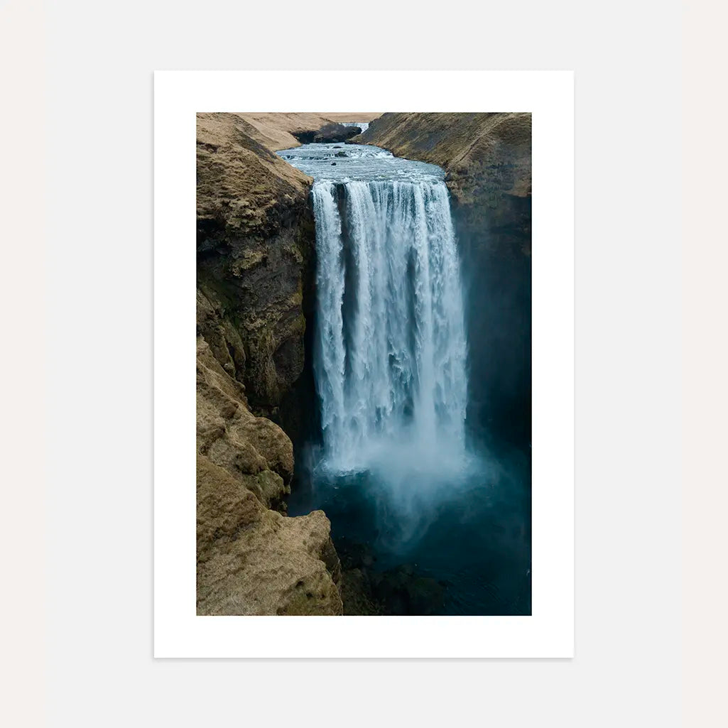 powerful waterfall poster cliff landscape wall art