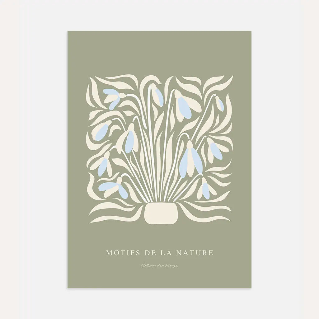 retro snowdrops poster botanical wall art