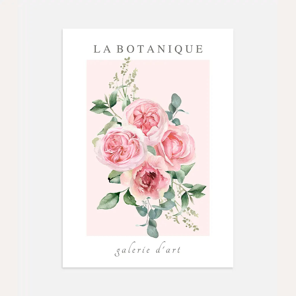 aquarell rosenstrauß poster rosa grün elegante florale wandkunst