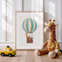 safari animals balloon poster nursery decor
