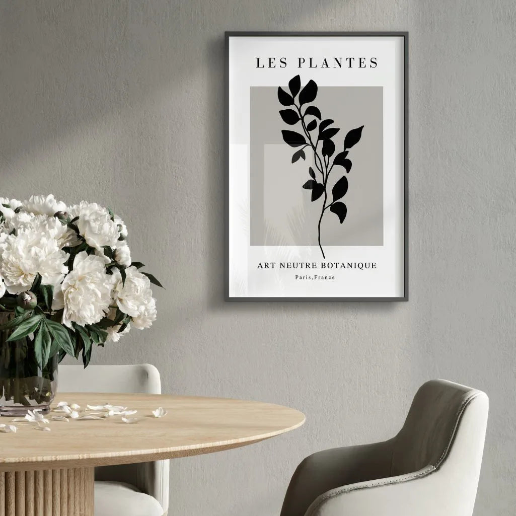 botanische zweig poster im wohnzimmer moderne kontrast wanddekoration
