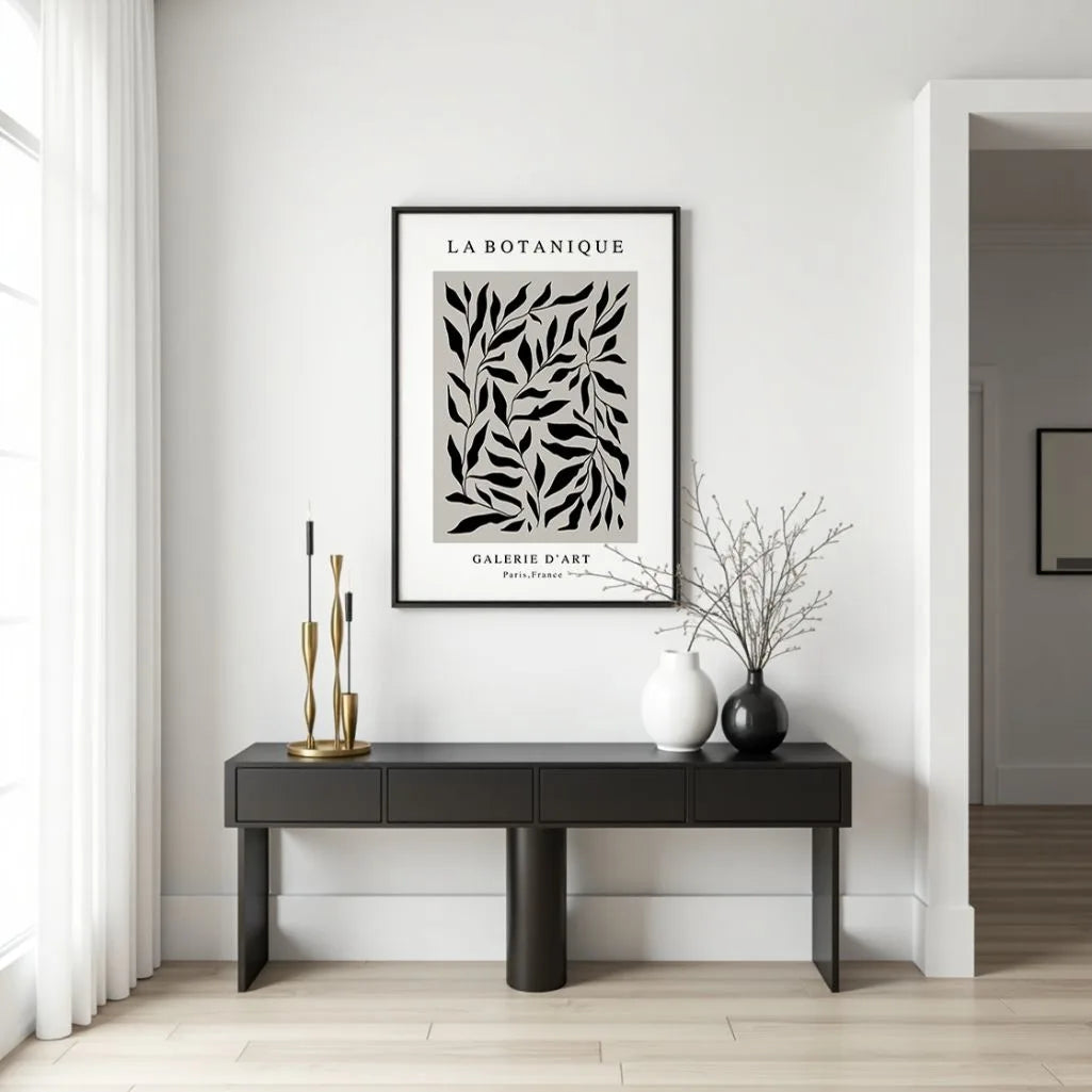 botanische silhouette poster im wohnzimmer moderne kontrast dekoration