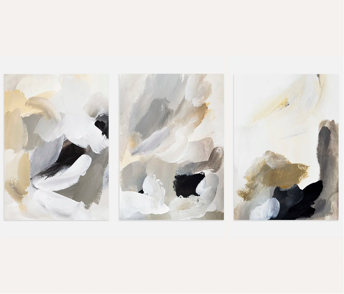 Soft abstract poster set with beige and grey tones calming modern wall art