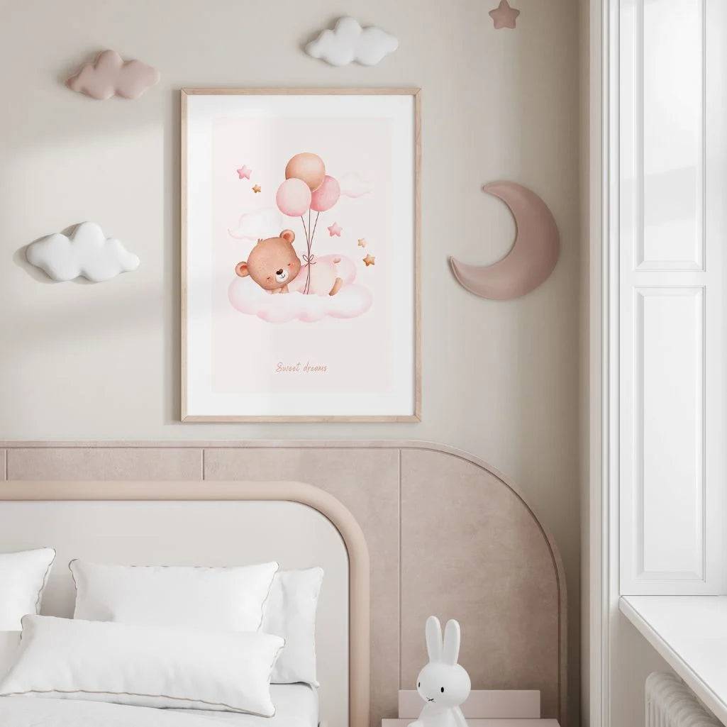 sweet dreams bear poster nursery decor
