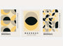 bauhaus poster set of 3 with yellow geometric circles and balanced modern composition