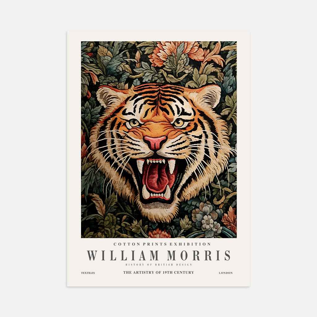 Poster – Tiger im Blumenornament