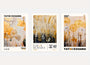 Yayoi Kusama poster set of 3 with gold botanical plants, beige black elegant wall art